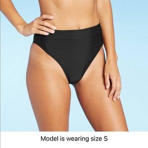 Nwt High Leg High Waist Black Bikini Bottom
